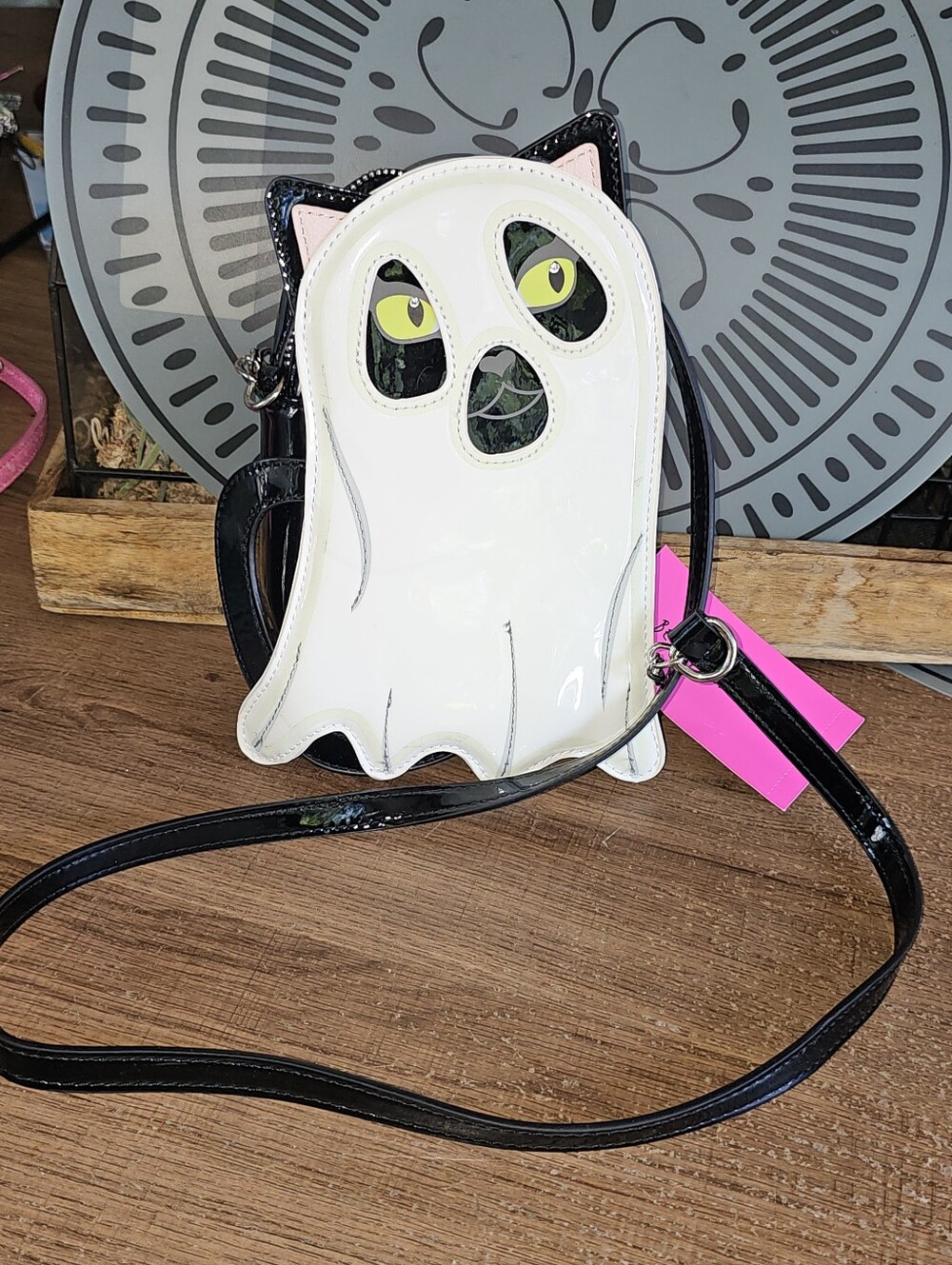 Betsy Johnson Kitsch Xo Ghost Cat Glow In The Dark Halloween Spooky Diamond Eyes